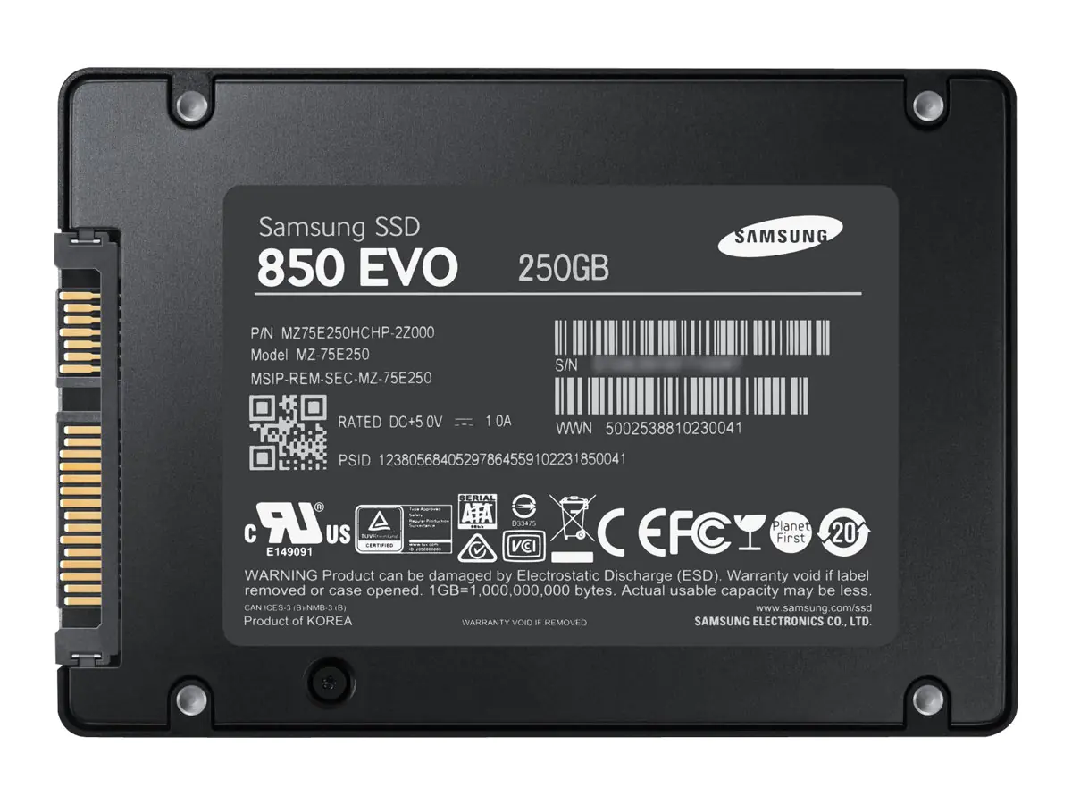 Samsung Solid-State-Disk 850 EVO 850 EVO MZ-75E250 250 GB 2,5" MZ-75E250B/EU Schwarz