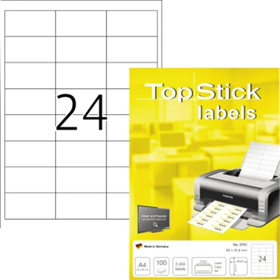 Etikett Topstick 8701 66x33,8mm weiß 2.400 St./Pack. Etikett Topstick 8701 66x33,8mm weiß 2.400 St./Pack.
