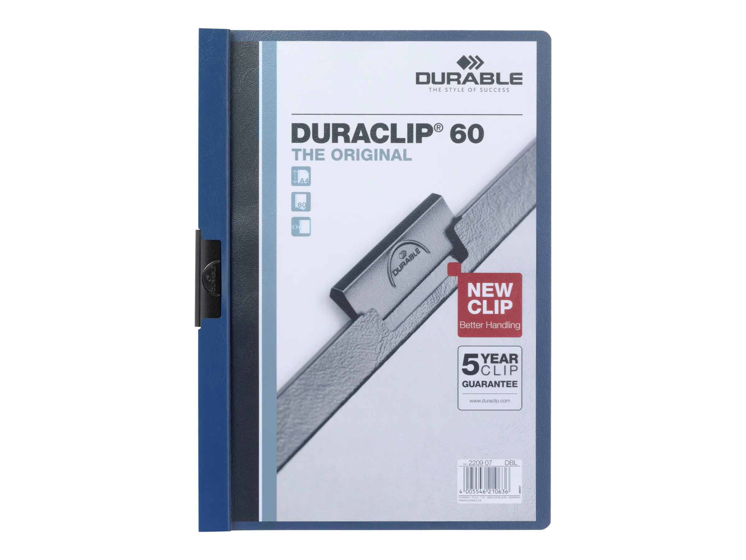 DURABLE Klemmmappe DURACLIP 30 220007 DIN A4 Hartfolie d.blau
