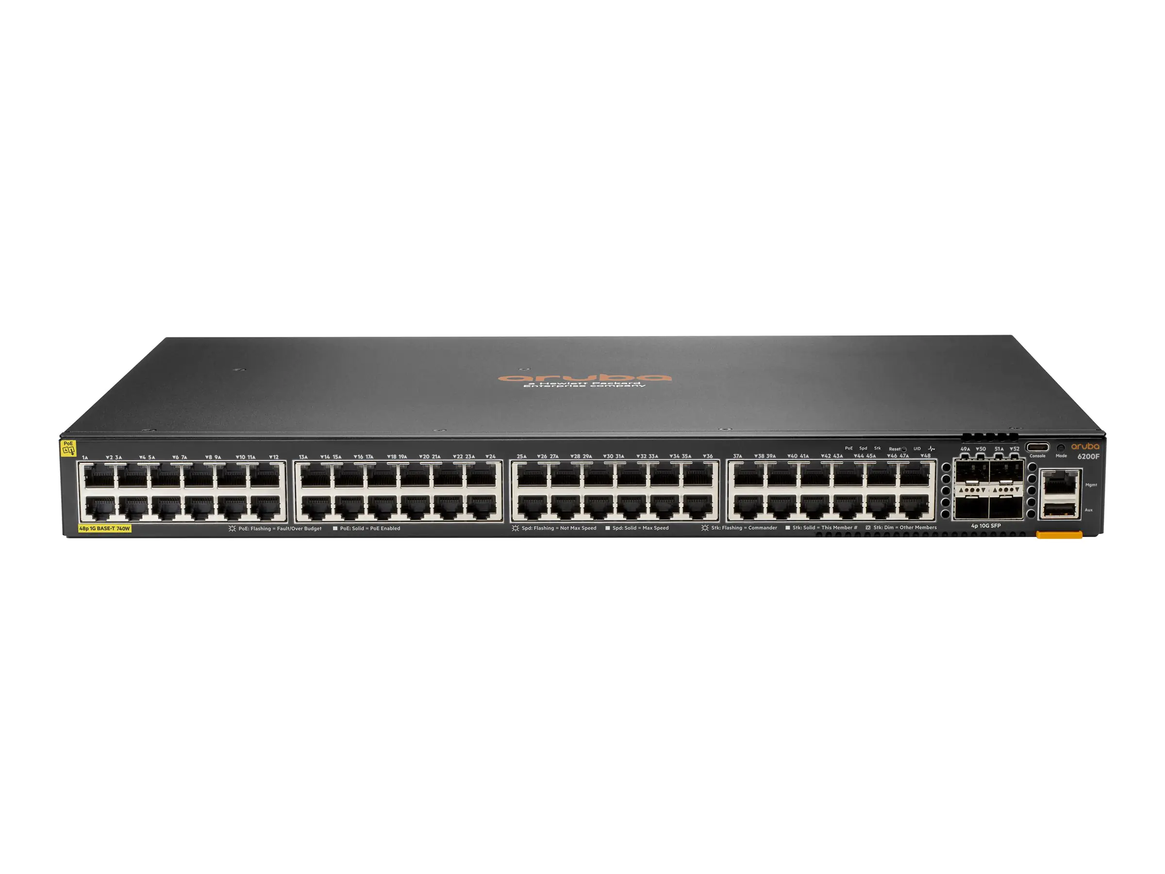 HPE Aruba Networking CX 6200F 48G Class4 PoE 4SFP+ 740W TAA Switch - Switch - max. Stapelentfernung 10 km - L3 - managed - 48 x 10/100/1000 (PoE+) S0M90A