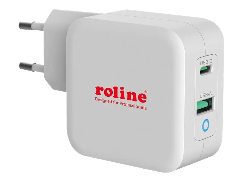 ROTRONIC-SECOMP Roline - Netzteil - 65 Watt - 3.25 A - QC 3.0, PD - 2 Ausgabeanschlussstellen (USB-C, USB) 19.11.1041