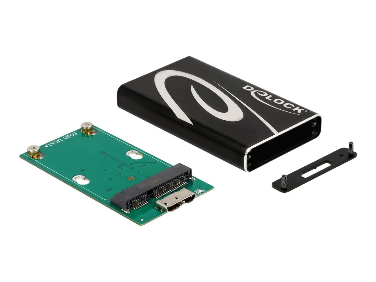 Delock - Speichergehäuse - mSATA - mSATA 6Gb/s - USB 3.2 (Gen 1) - Schwarz