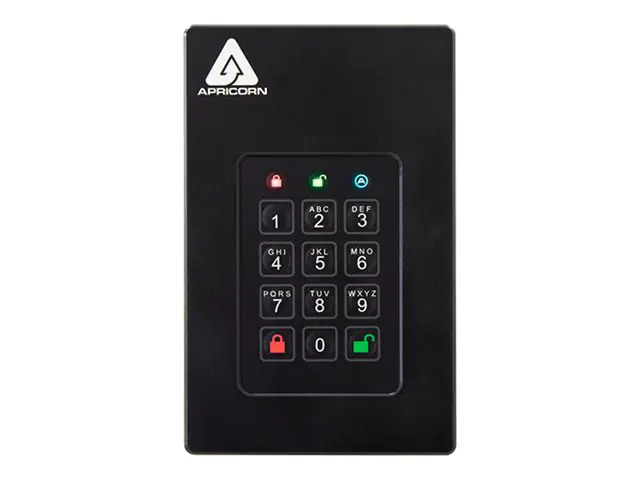 Apricorn Aegis Fortress L3 - Festplatte - verschlüsselt - 2 TB - extern (tragbar) - USB 3.1 - Puffer: 8 MB - 256-bit AES-XTS, FIPS 140-1 Level 3 - TAA-konform