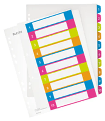 Leitz Register WOW 12430000 DIN A4 1-10 volle PP Höhe farbig