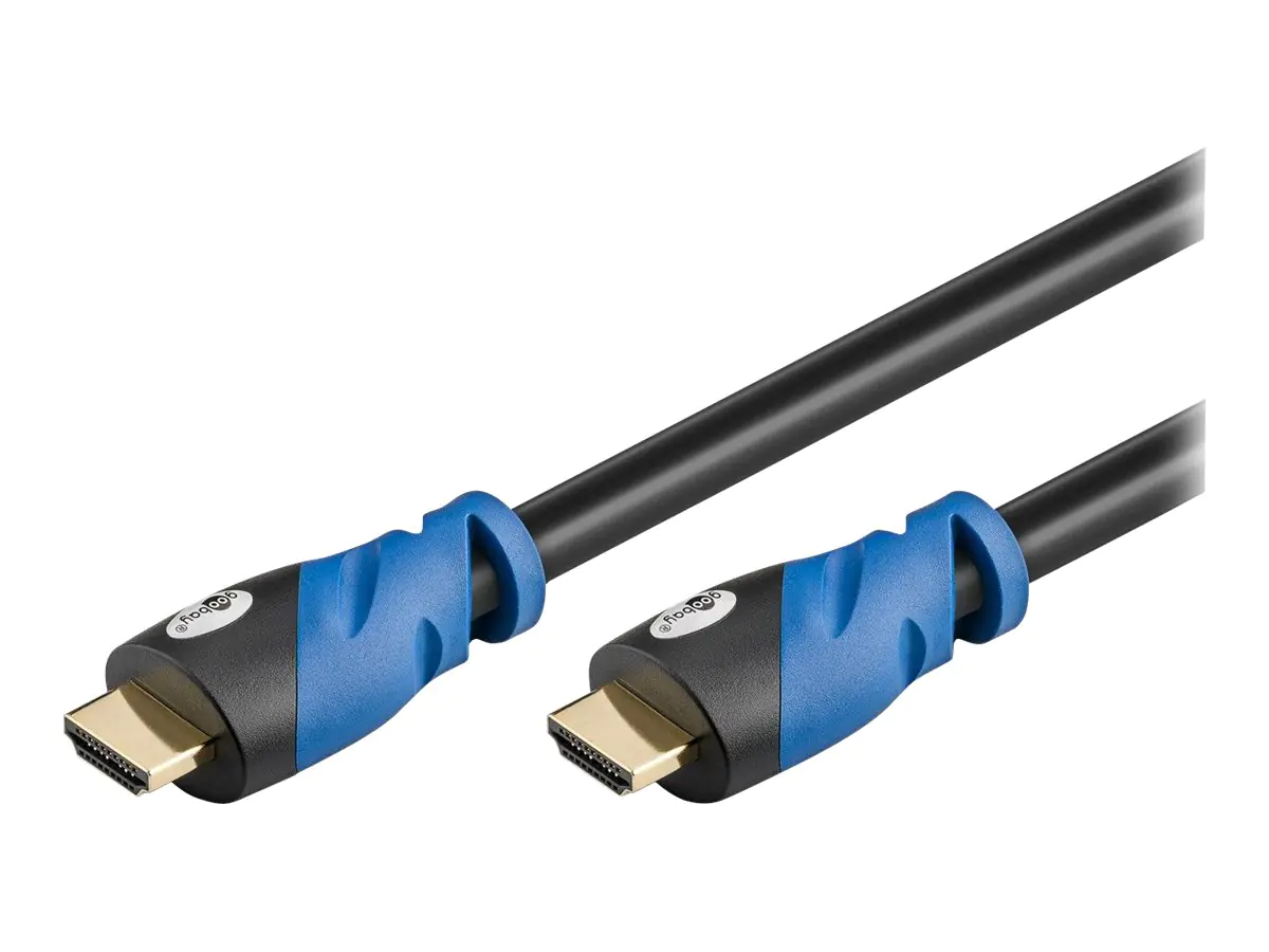 goobay Premium High Speed - HDMI mit Ethernetkabel - HDMI (M) bis HDMI (M) - 3 m - Dreifachisolierung - Schwarz, Blau - 4K Unterstützung