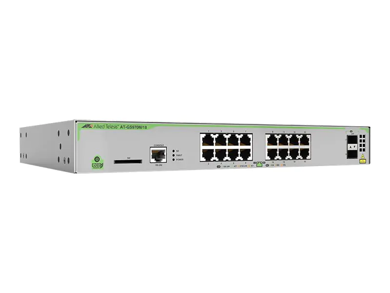 Allied Telesis CentreCOM AT-GS970M/18 - Switch - L3 - managed - 16 x 10/100/1000 + 2 x SFP (mini-GBIC) AT-GS970M/18-50