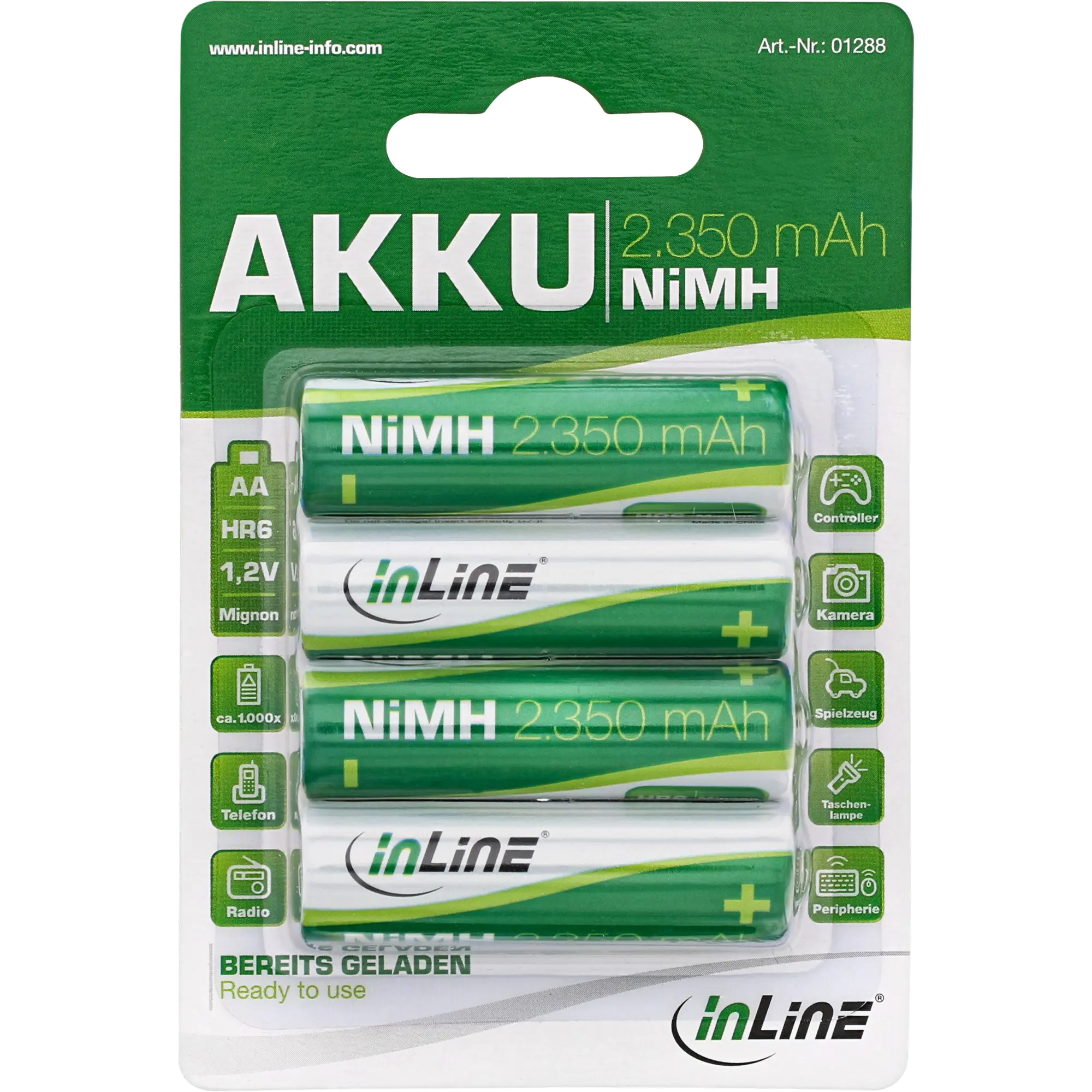 InLine - Batterie 4 x AA / HR6 - NiMH - (wiederaufladbar) - 2350 mAh InLine - Batterie 4 x AA / HR6 - NiMH - (wiederaufladbar) - 2350 mAh