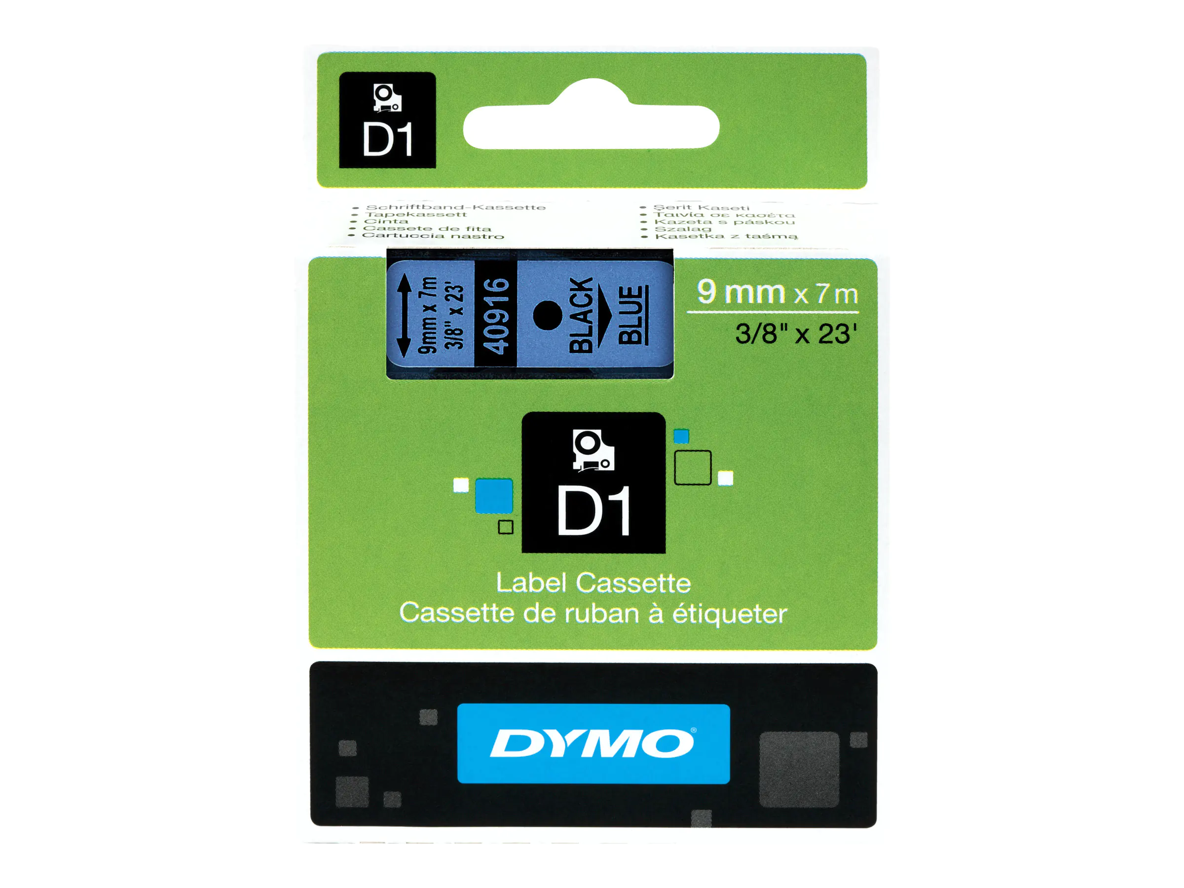 Dymo D1 - Selbstklebend - Schwarz auf Blau - Rolle (0,9 cm x 7 m) S0720710