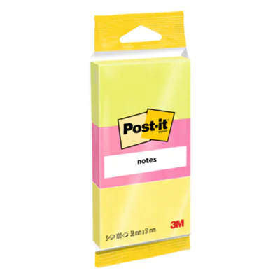 Post-it Haftnotiz Neon Notes 6812N 51x38mm sortiert 3 St./Pack.