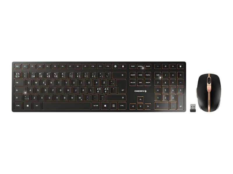 CHERRY DW 9100 SLIM - Tastatur-und-Maus-Set - kabellos - 2.4 GHz, Bluetooth 4.2 - QWERTY - GB - Tastenschalter: CHERRY SX - schwarz/bronze CHERRY DW 9100 SLIM - Tastatur-und-Maus-Set - kabellos - 2.4 GHz, Bluetooth 4.2 - QWERTY - GB - Tastenschalter: CHERRY SX - schwarz/bronze