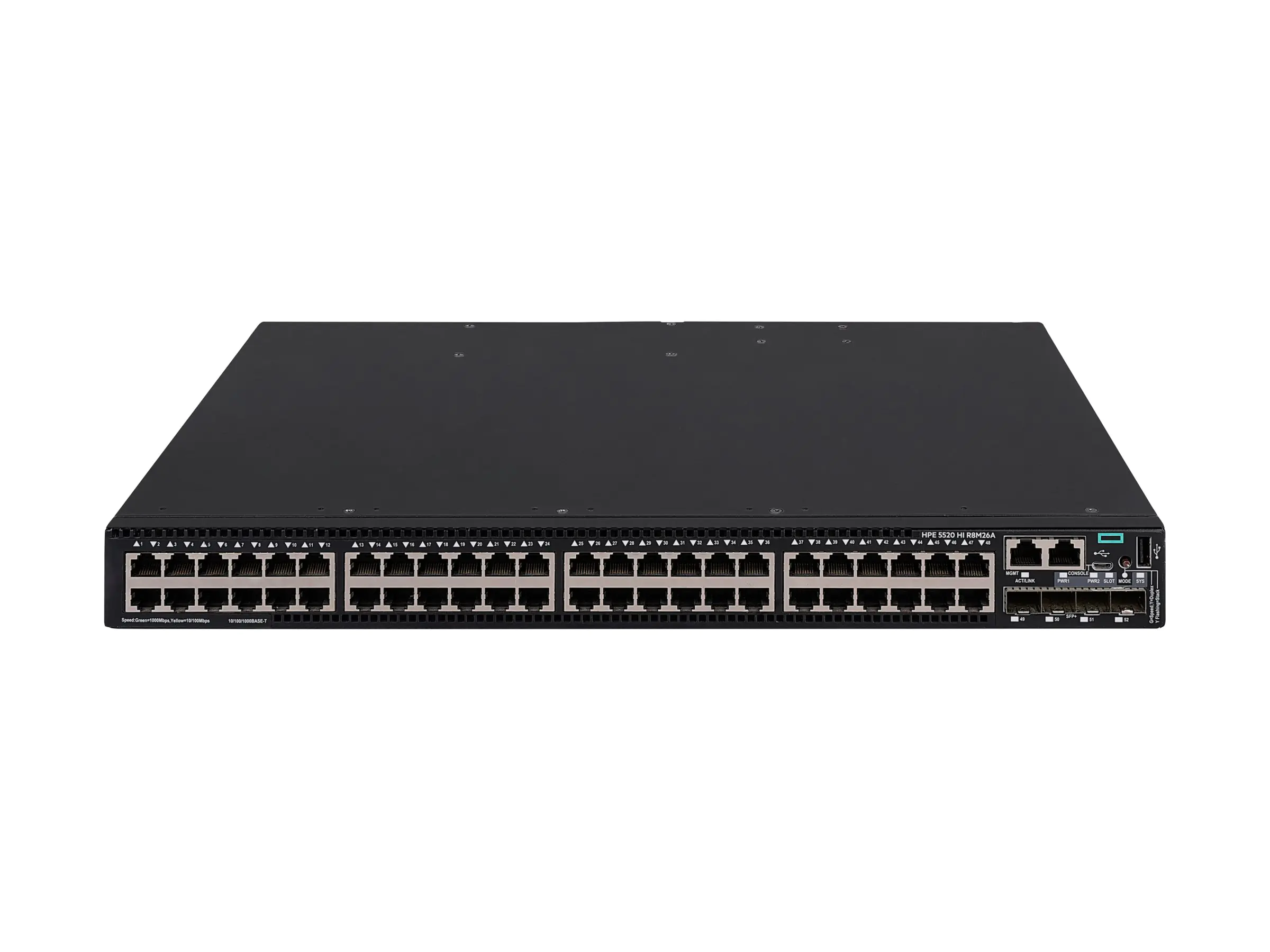 HPE Networking Comware 5520HI 48p 10/100/1000BASE-T 4p SFP+ 1G/10G 1-slot TAA Switch - Switch - 1 Steckplatz für Erweiterungsmodul - L3 - managed - 48 x 10/100/1000Base-T + 4 x 1 Gigabit / 10 Gigabit SFP+ (Uplink / Stacking) S3K92A