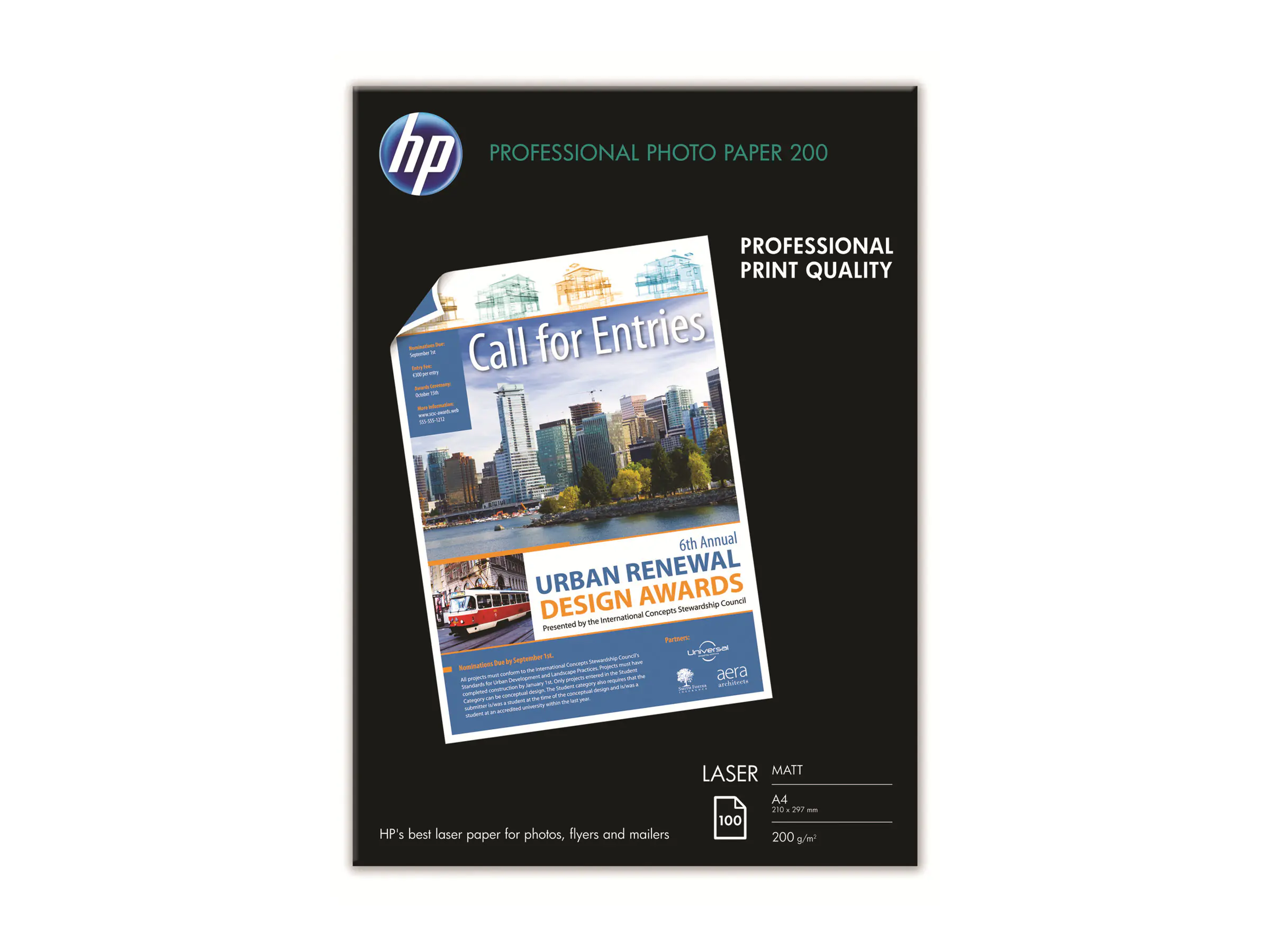HP Fotopapier Q6550A DIN A4 200 g/m² matt für Laserdrucker 100 Blatt