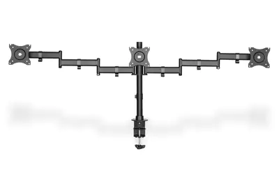 DIGITUS DA-90362 - Befestigungskit (Spannbefestigung für Tisch, 2 Gelenkarme) für 3 Monitore - Schwarz - Bildschirmgröße: 38.1-69 cm (15"-27")