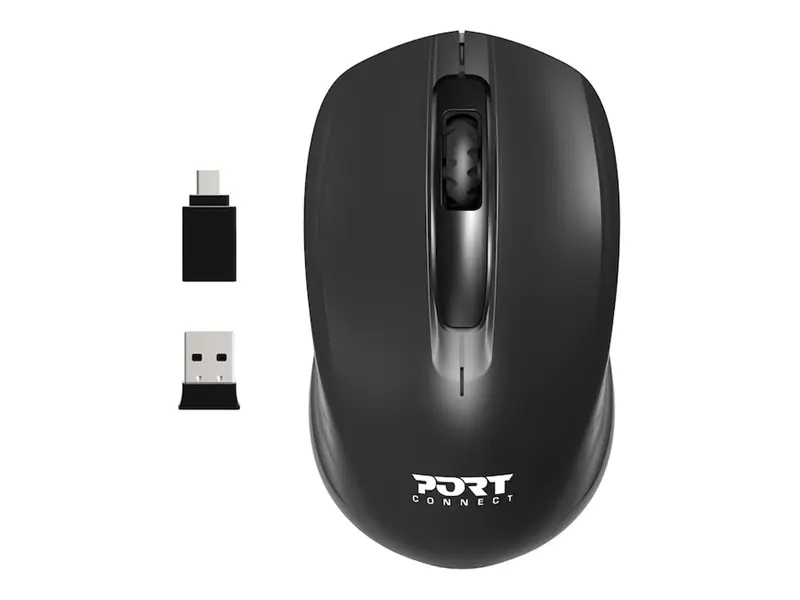 PORT Designs PORT Connect - Maus - rechts- und linkshändig - optisch - 3 Tasten - kabellos - 2.4 GHz - kabelloser Empfänger (USB) 900508