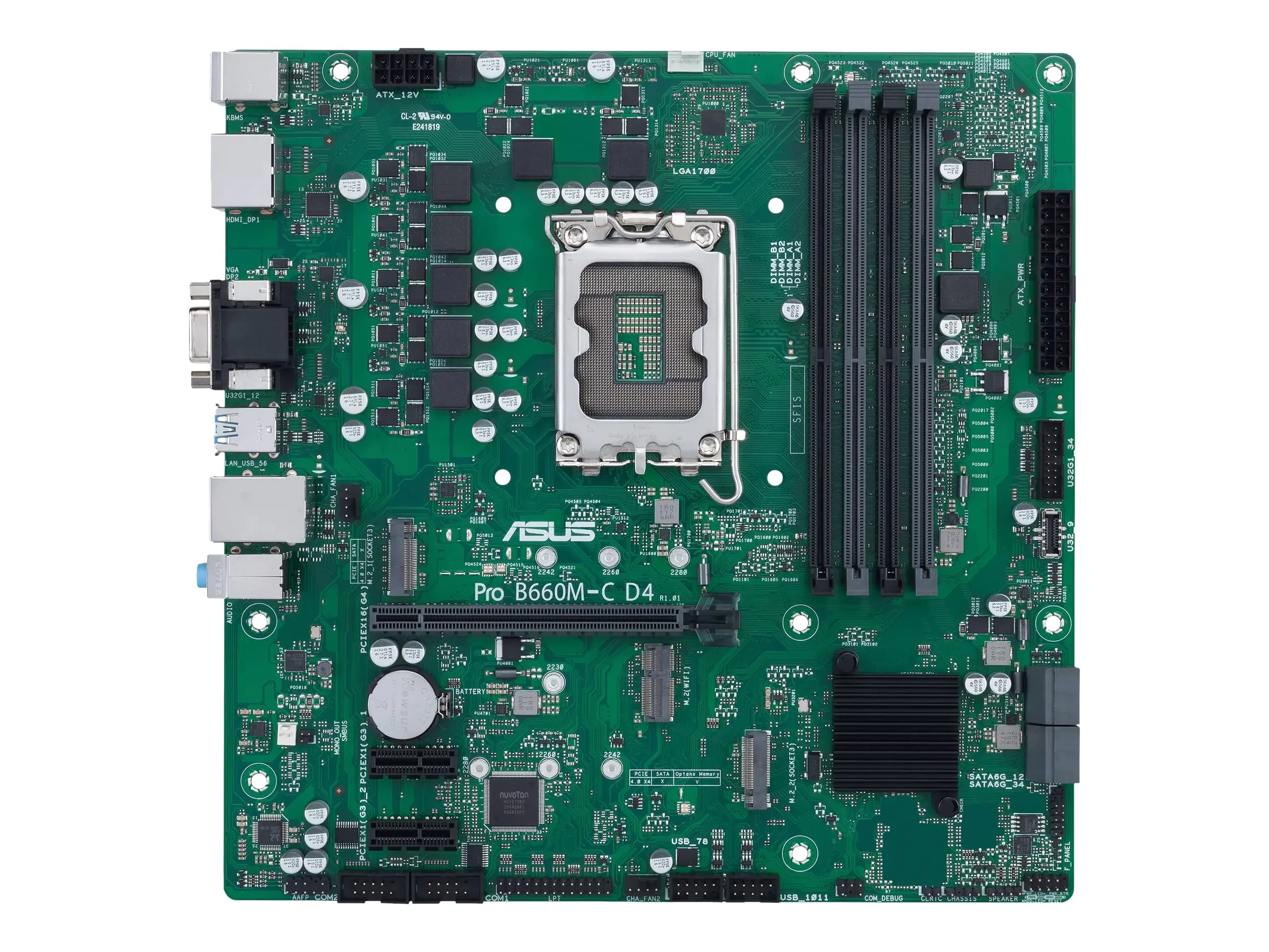 ASUS PRO B660M-C D4-CSM - Motherboard - micro ATX - LGA1700-Sockel - B660 Chipsatz - USB-C Gen1, USB 3.2 Gen 1 - Gigabit LAN - Onboard-Grafik (CPU erforderlich) - HD Audio (8-Kanal)