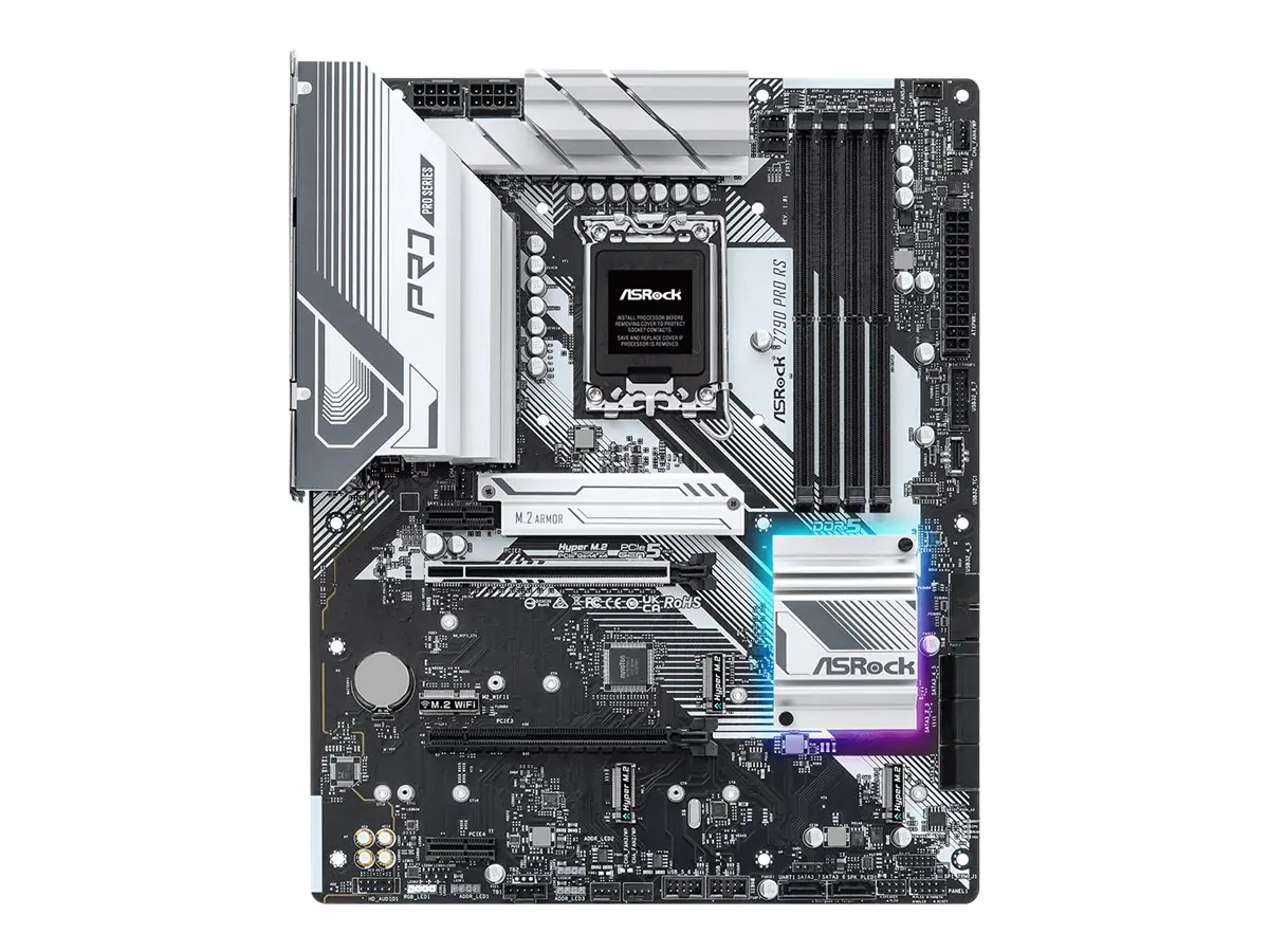 ASRock Z790 Pro RS - Motherboard - ATX - LGA1700-Sockel - Z790 Chipsatz - USB-C Gen2, USB 3.2 Gen 1, USB 3.2 Gen 2, USB-C 3.2 Gen 2x2 - 2.5 Gigabit LAN - Onboard-Grafik (CPU erforderlich) - High Definition Audio (7.1-channel)