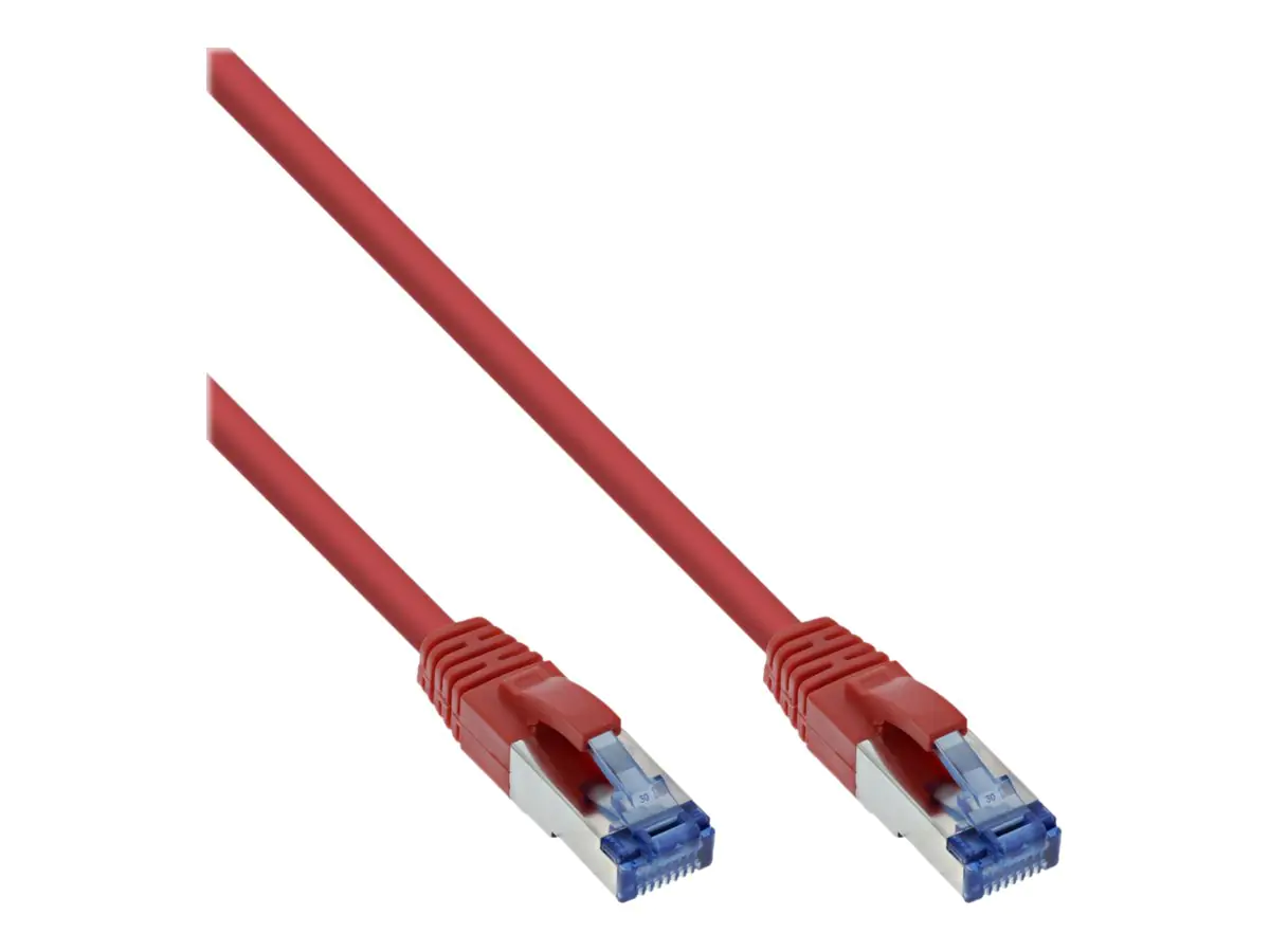 InLine - Patch-Kabel - RJ-45 (M) zu RJ-45 (M) - 25 cm - SFTP, PiMF - CAT 6a - halogenfrei, ohne Haken - Rot