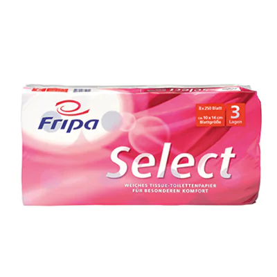 Fripa Toilettenpapier Select 1030806 3-lagig weiß 8 Rl./Pack. Fripa Toilettenpapier Select 1030806 3-lagig weiß 8 Rl./Pack.