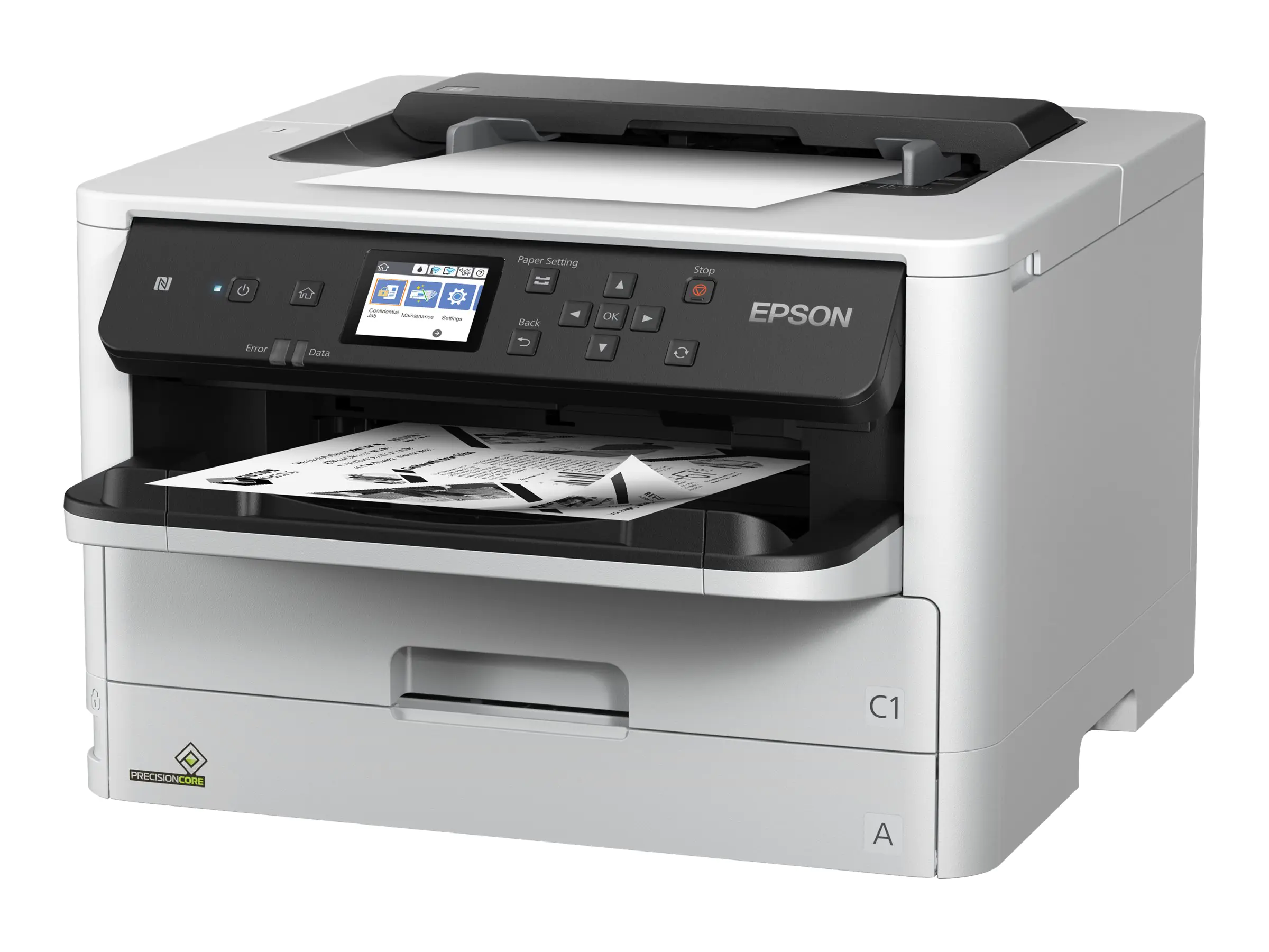 Epson WorkForce Pro WF-M5298DW - Drucker - s/w - Duplex - Tintenstrahl - A4/Legal - 1200 x 1200 dpi - bis zu 24 Seiten/Min. - Kapazität: 250 Blätter - USB 2.0, Gigabit LAN, Wi-Fi(n), USB-Host, NFC