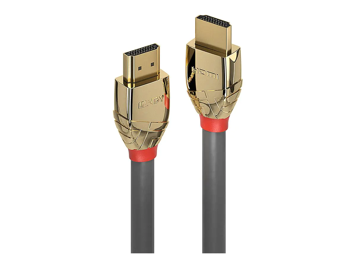 Lindy Gold Line - Ultra High Speed - HDMI-Kabel mit Ethernet - HDMI männlich zu HDMI männlich - 3 m - Dreifachisolierung - Grau - rund, 10K Unterstützung
