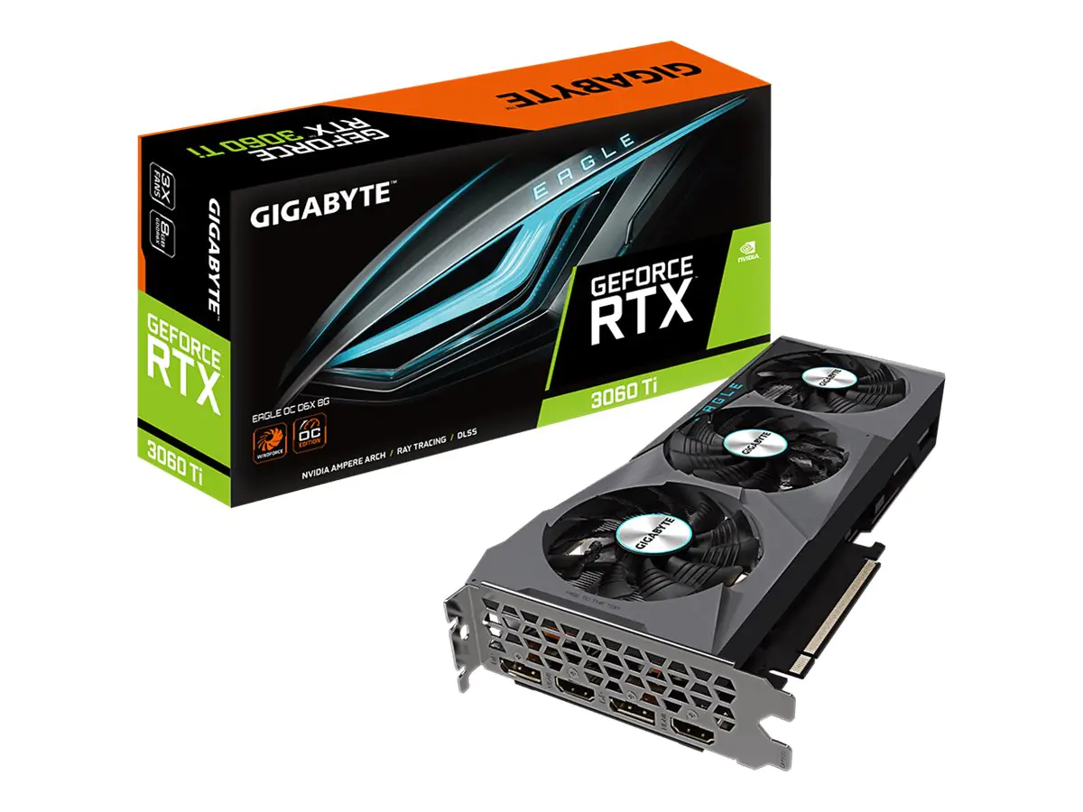 Gigabyte GeForce RTX 3060 Ti EAGLE OC D6X 8G - Grafikkarten - GF RTX 3060 Ti - 8 GB GDDR6X - PCIe 4.0 - 2 x HDMI, 2 x DisplayPort