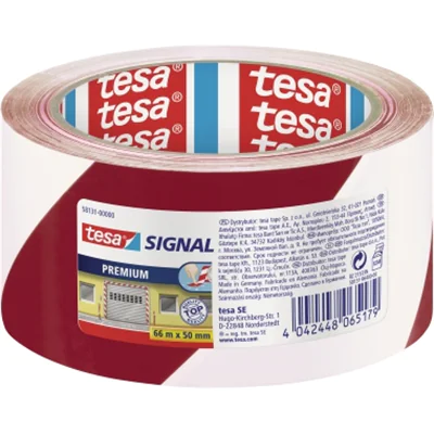 Tesa Signal Markierungs- und Warnklebeband Premium rot/weiß 58131-00000-01