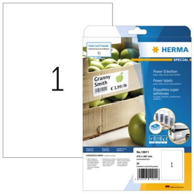 HERMA Etikett 10910 stark haftend 210x148mm matt weiß 50 St./Pack. HERMA Etikett 10910 stark haftend 210x148mm matt weiß 50 St./Pack.
