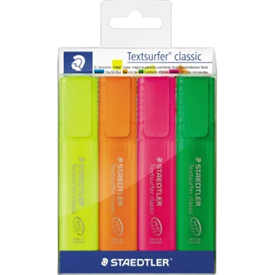 STAEDTLER® Textmarker Textsurfer® classic rainbow colours 364 1-5mm farbig sortiert Keilspitze 4 St./Pack. STAEDTLER® Textmarker Textsurfer® classic rainbow colours 364 1-5mm farbig sortiert Keilspitze 4 St./Pack.