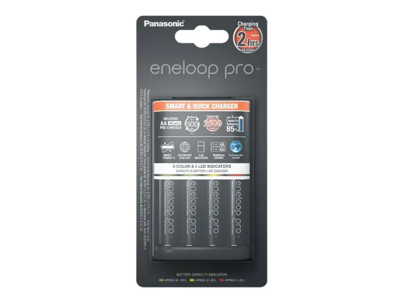 Panasonic Universal Ladegerät BQ CC55 eneloopPro inkl. Akkus 4x Mignon 2500mAh