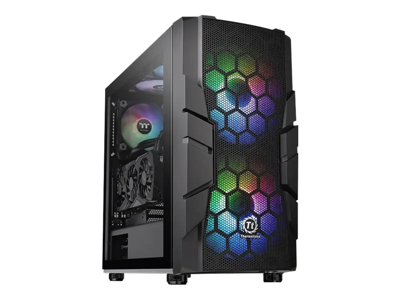 Thermaltake Commander C33 TG - ARGB Edition - Tower - ATX - Seitenteil mit Fenster (gehärtetes Glas) - keine Spannungsversorgung (PS/2) - Schwarz - USB/Audio