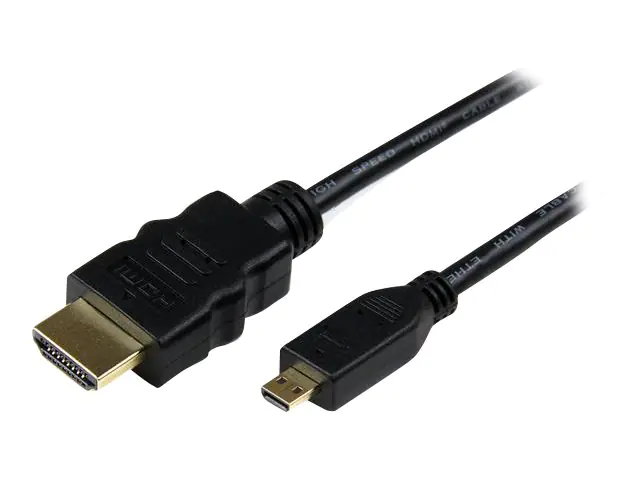 StarTech 2 m High Speed HDMI-Kabel mit Ethernet - HDMI auf HDMI Micro - Stecker/Stecker - HDMI-Kabel mit Ethernet - HDMI männlich zu 19 pin micro HDMI Type D männlich - 2 m - Schwarz