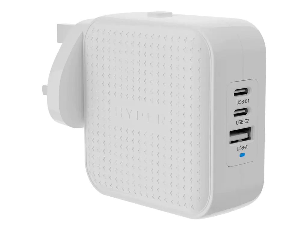 Hyper Targus HyperJuice - Netzteil - GaN - 70 Watt - QC 3.0, Power Delivery 3.0 + PPS - 3 Ausgabeanschlussstellen (USB, 2 x USB-C) HJ1003WHWWGL