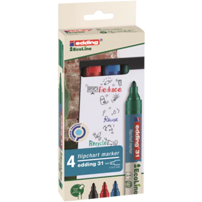 edding Flipchartmarker 31 EcoLine 4-31-4 1,5-3mm sortiert 4 St./Pack. edding Flipchartmarker 31 EcoLine 4-31-4 1,5-3mm sortiert 4 St./Pack.