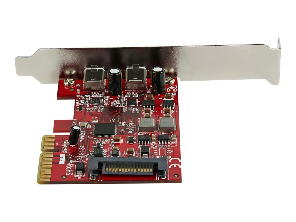 StarTech PCIe USB 3.1 Card, 2x USB C 3.1 Gen 2 10Gbps, PCIe Gen 3 x4, ASM3142 Chipset, USB Type-C PCI Express Card, 2-Port USB 3.2 Gen 2x1 Expansion Add-On Card, Windows, macOS, Linux - Full/Low-Profile - USB-Adapter - PCIe 3.0 x4 Low-Profile - USB-C 3.1