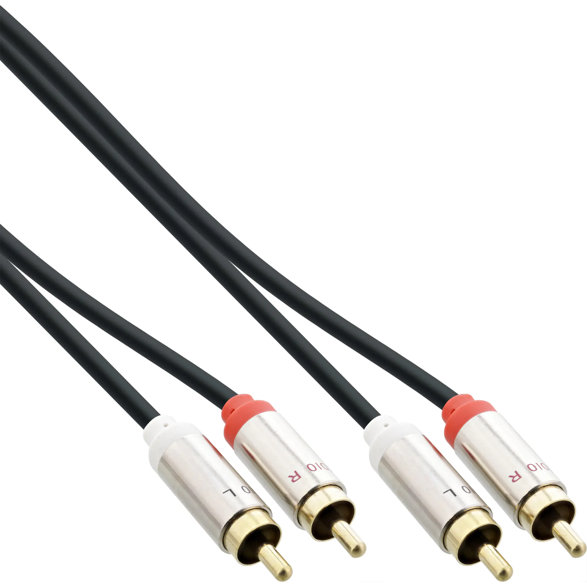 InLine Slim Mobile - Audiokabel - RCA x 2 männlich zu RCA x 2 männlich - 2 m - Schwarz