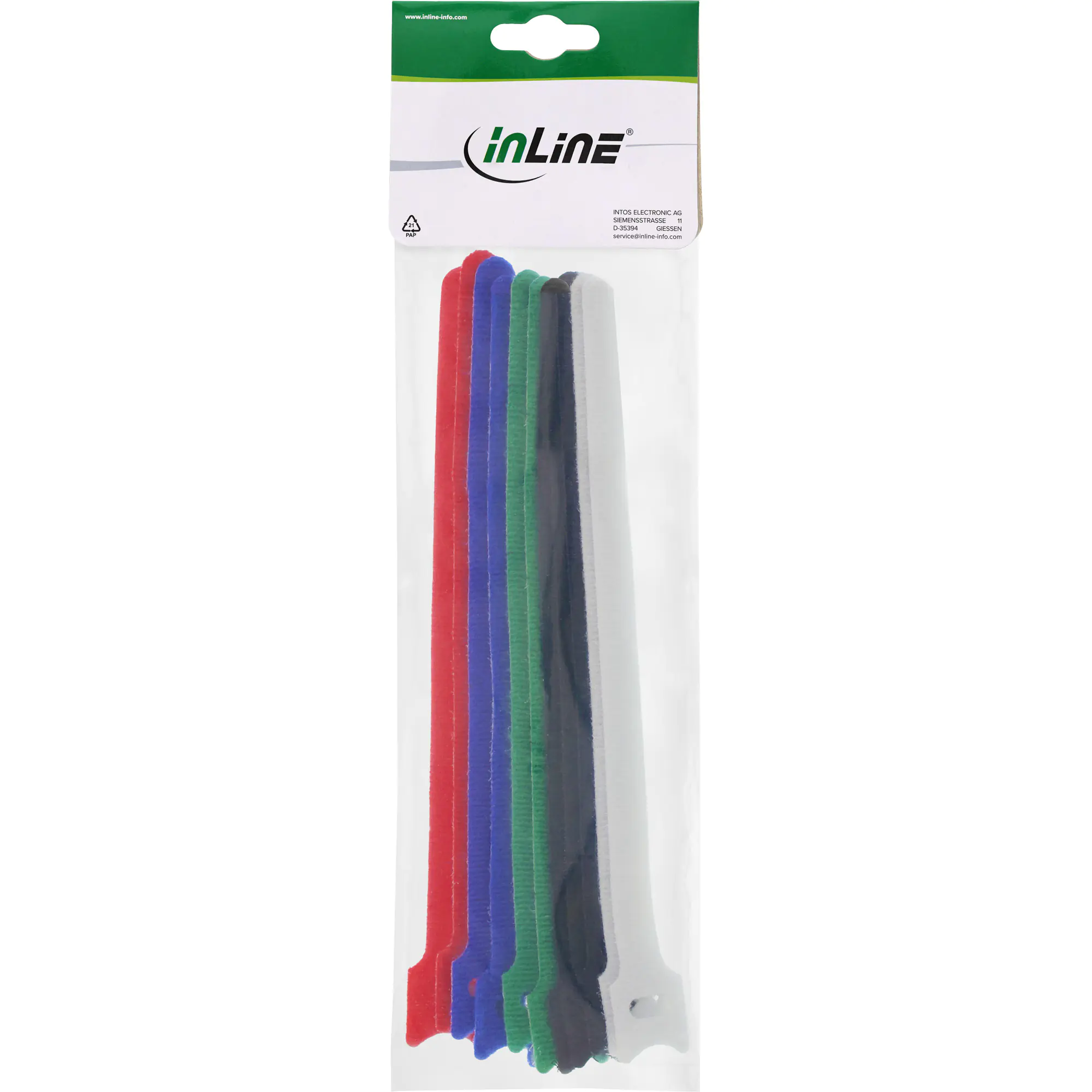 InLine - Klettverschluss-Cinchkabelbinder - 15 cm - diverse Farben (Packung mit 10)