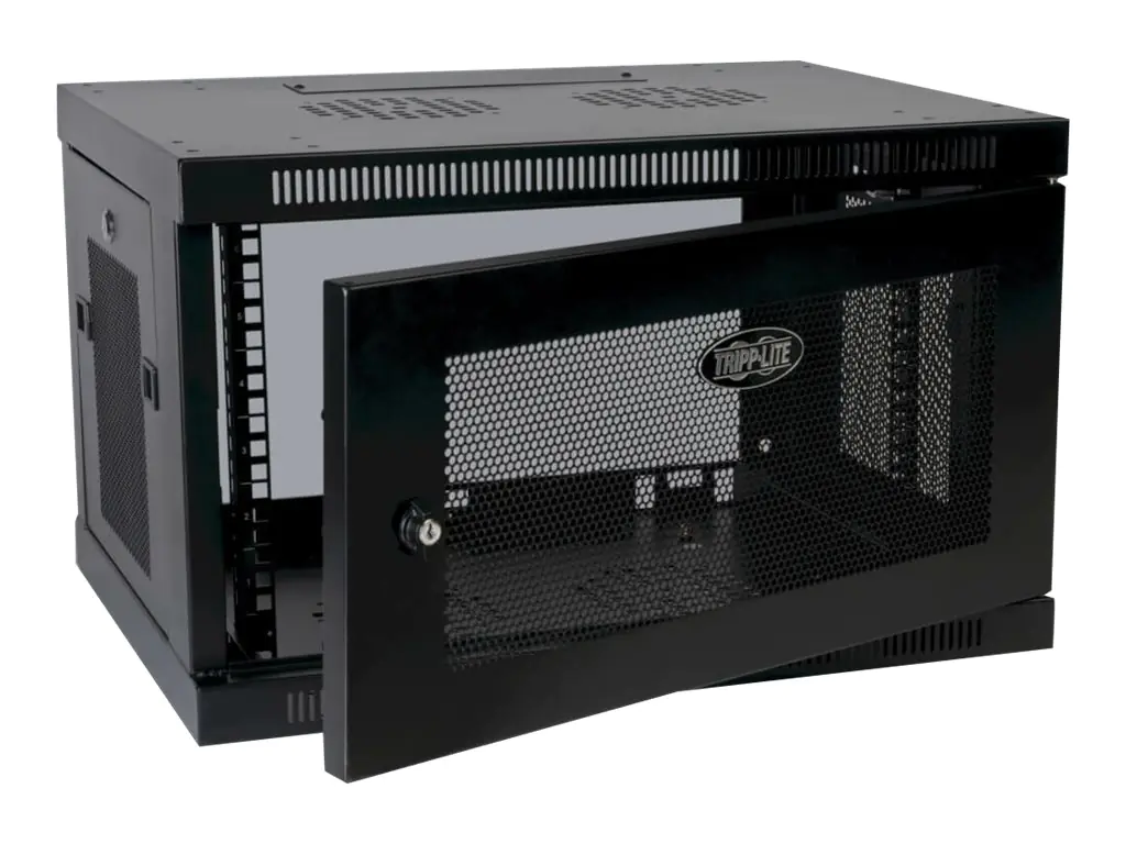 Tripp Eaton Tripp Lite Series SmartRack 6U Low-Profile Switch-Depth Wall-Mount Rack Enclosure Cabinet - Schrank Netzwerkschrank - geeignet für Wandmontage, Boden montierbar - Schwarz - 6U - 48.3 cm (19") SRW6U