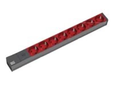 Bachmann Protection - Steckdosenleiste (Rack - einbaufähig) - Eingabe, Eingang IEC 60320 C14 - Ausgangsanschlüsse: 8 (CEE 7/4) - 1U - 48.3 cm (19") - 2 m Schnur - Deutschland - Rot, Schwarz Aluminium