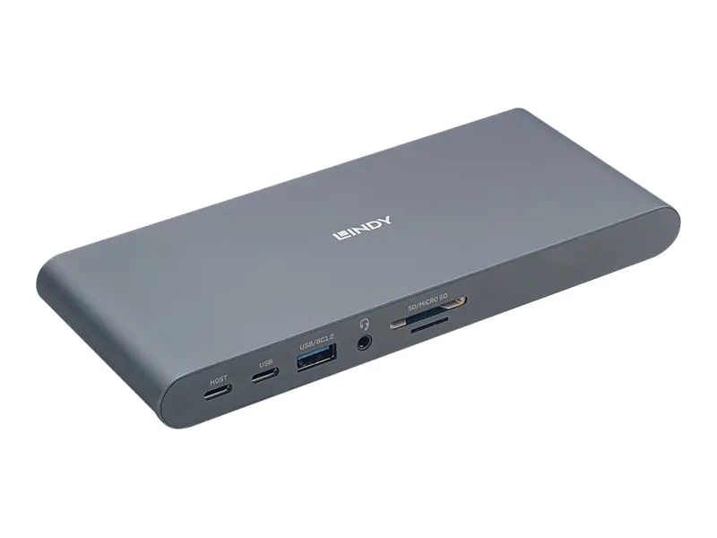 Lindy - Dockingstation - USB-C 3.2 Gen 1 / Thunderbolt 3 / Thunderbolt 4 - HDMI, 2 x DP - 1GbE - 24 Watt