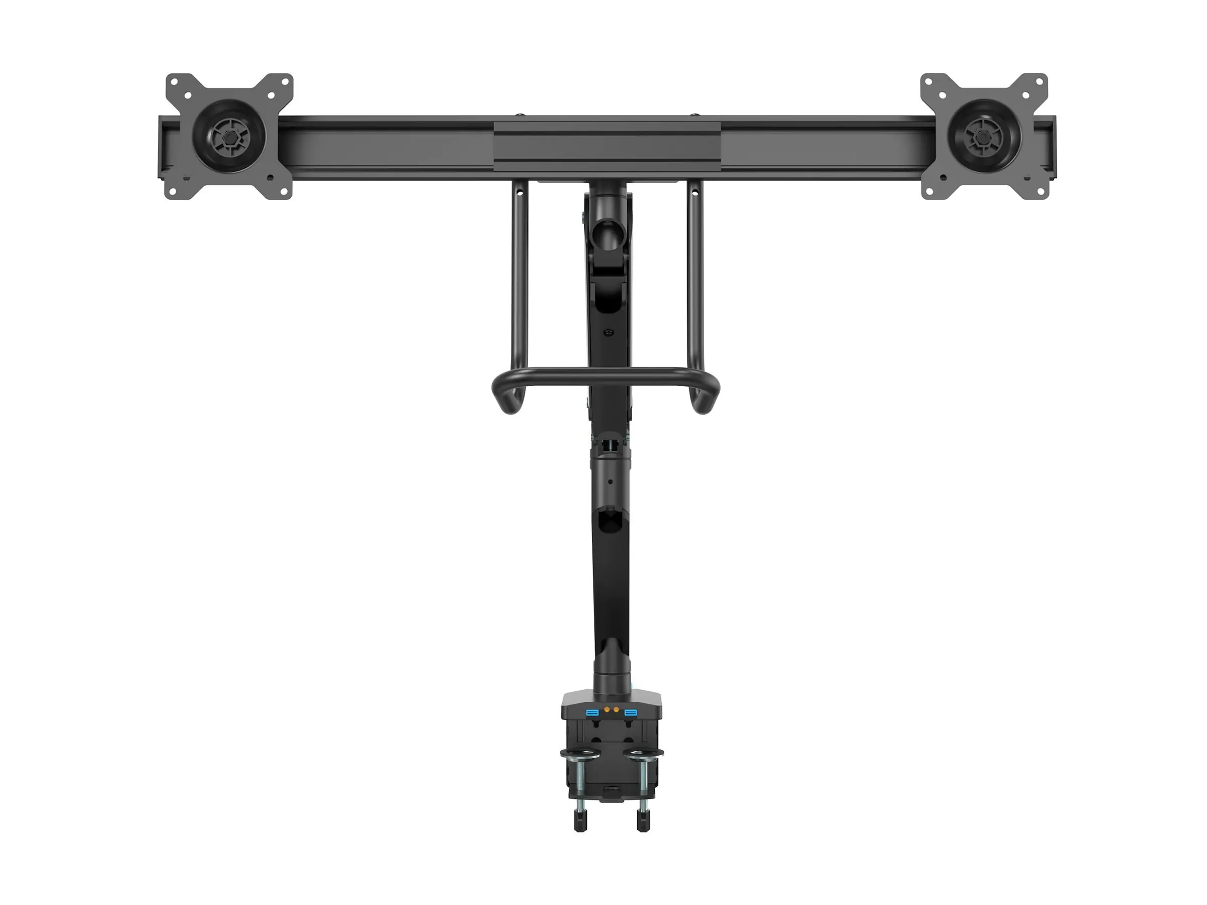 StarTech ARMSLIMDUAL2USB3 Monitorhalterung (dual Monitor, Synchronisierte Höhenverstellung, Tischklemme, VESA, 2x USB 3.0) - Befestigungskit - einstellbarer Arm - für 2 Monitore - Aluminium - Schwarz - Bildschirmgröße: bis zu 81,3 cm (bis zu 32 Zoll) - Ti