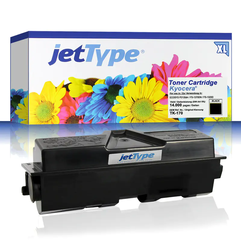 jetType Toner kompatibel zu Kyocera/Mita 1T02LZ0NL0 TK170 Schwarz 14.000 Seiten Große jetType Toner kompatibel zu Kyocera/Mita 1T02LZ0NL0 TK170 Schwarz 14.000 Seiten Große