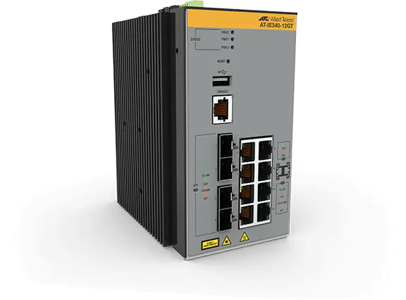 Allied Telesis AT IE340-12GT - Switch - L3 - managed - 8 x 10/100/1000 + 4 x 1000Base-X SFP - an DIN-Schiene montierbar, wandmontierbar - DC-Stomversorgung