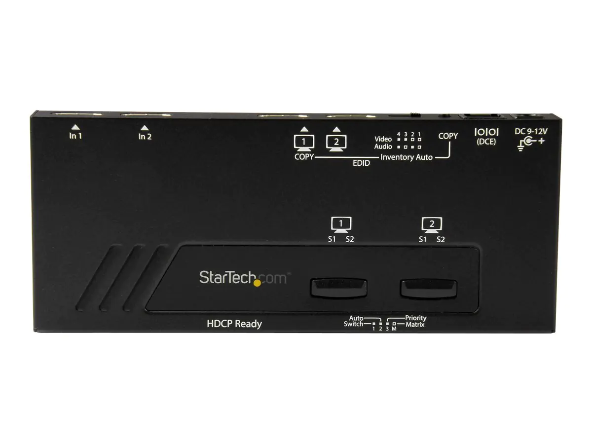 StarTech 2x2 HDMI Matrix Switch - 4K Ultra HD HDMI mit Fast Switching und Auto-Sensing - Video/Audio-Schalter - 2 x HDMI - Desktop