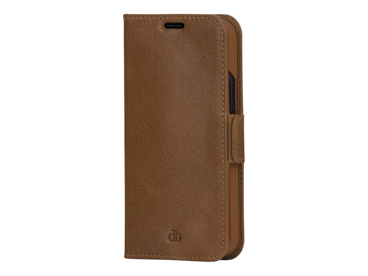 dbramante1928 Copenhagen Slim - Flip-Hülle für Mobiltelefon - genarbtes Leder - Hellbraun - für Apple iPhone 13 mini