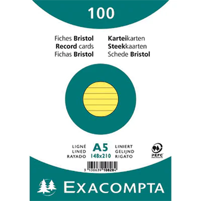 Exacompta Karteikarte 10828SE DIN A5 liniert gelb 100 St./Pack. Exacompta Karteikarte 10828SE DIN A5 liniert gelb 100 St./Pack.