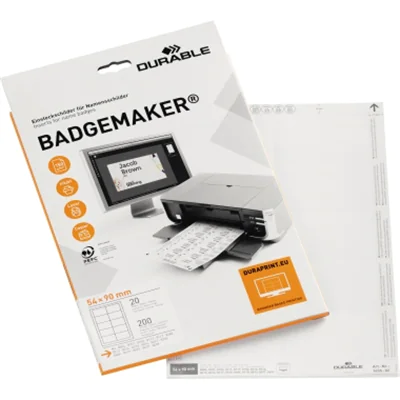 DURABLE Einsteckschild BADGEMAKER 145502 90x54mm weiß 200 St./Pack. DURABLE Einsteckschild BADGEMAKER 145502 90x54mm weiß 200 St./Pack.