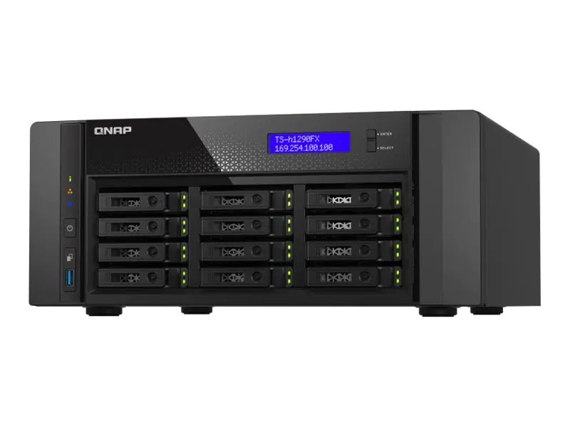 QNAP TS-h1290FX - NAS-Server - 12 Schächte - SATA 6Gb/s / PCIe (NVMe) / U.2 - RAM 64 GB - 25 Gigabit Ethernet / 2.5 Gigabit Ethernet - iSCSI Support