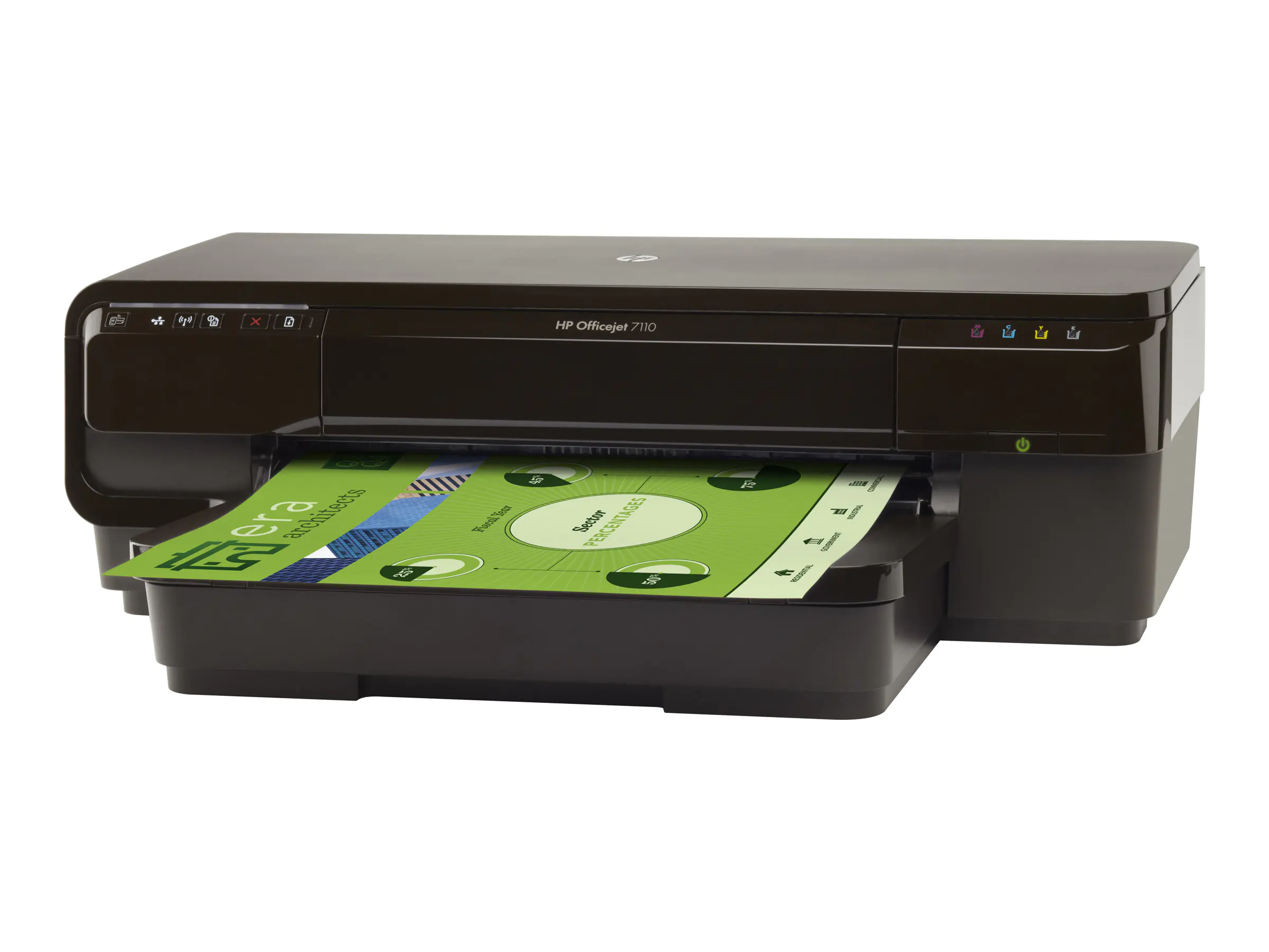 HP Officejet 7110 Wide Format ePrinter - Drucker - Farbe - Duplex - Tintenstrahl - A3 - 600 x 1200 dpi - bis zu 33 Seiten/Min. (einfarbig)/ bis zu 26 Seiten/Min. (Farbe) - Kapazität: 250 Blätter - USB, LAN, Wi-Fi(n)