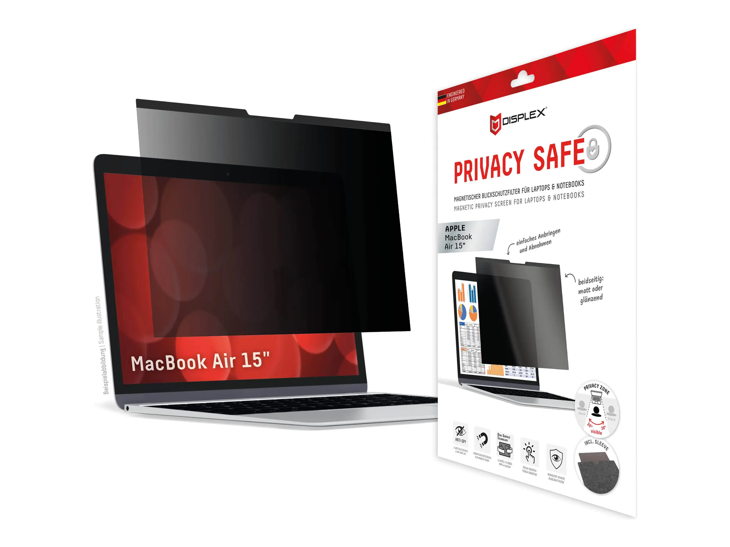 DISPLEX Privacy Safe Magnetischer 2-Wege Blickschutzfilter für MacBook Air