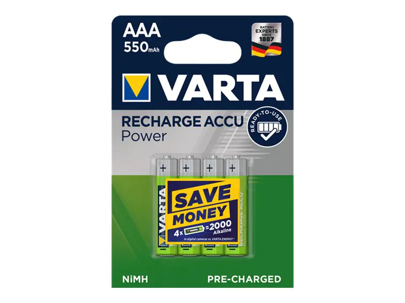 Varta - Batterie 4 x AAA - NiMH - (wiederaufladbar) - 550 mAh Varta - Batterie 4 x AAA - NiMH - (wiederaufladbar) - 550 mAh